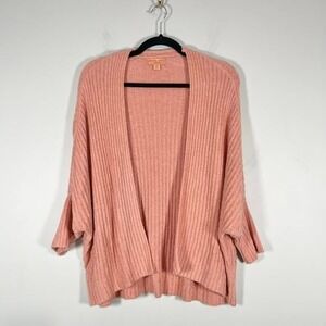 Barefoot Dreams CozyChic Lite Ribbed Shrug Cardigan Sweater Sml/Med Coral Pink